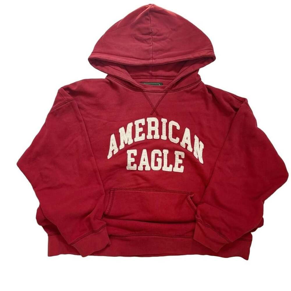 2000s Y2K American Eagle Stitched Graphic Pullover Hoodie Size Large